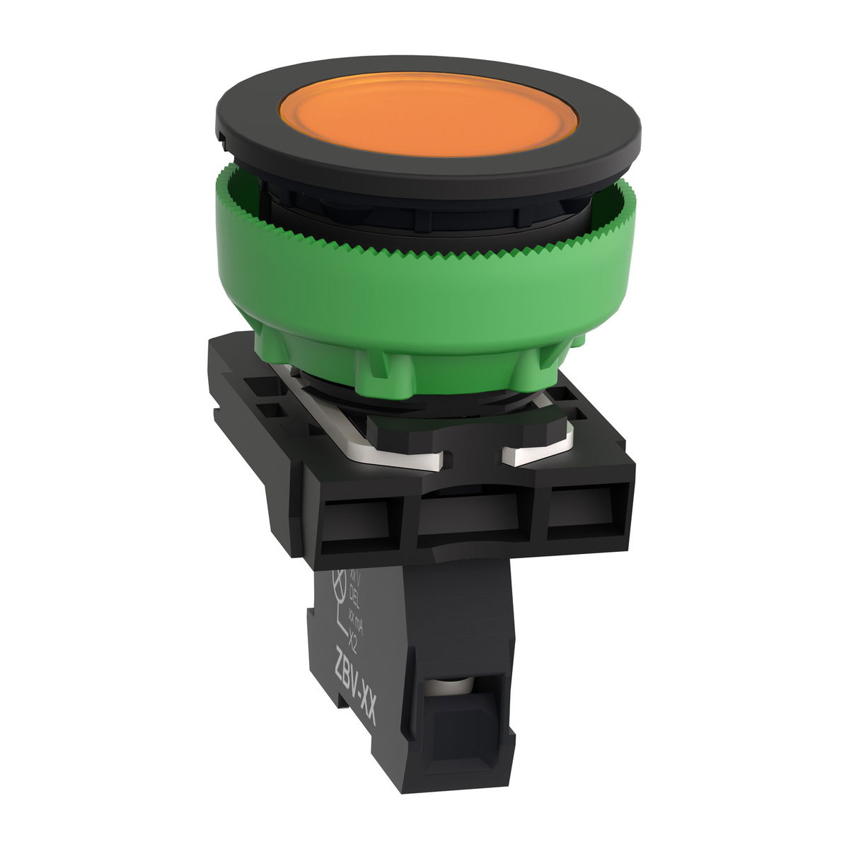 Pilot light, Harmony XB5, antimicrobial, grey plastic, orange flush mounted, 30mm, universal LED, 110...120V AC – Image 3 of 7