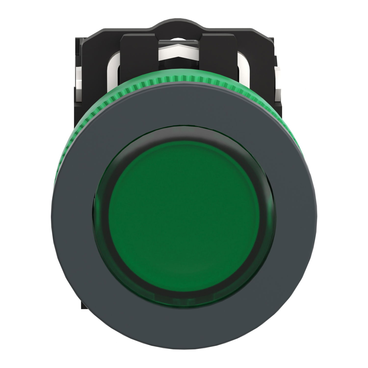Illuminated push button, Harmony XB5, plastic, green, 30mm, universal LED, 1NO + 1NC, 110...120V AC – Image 4 of 10