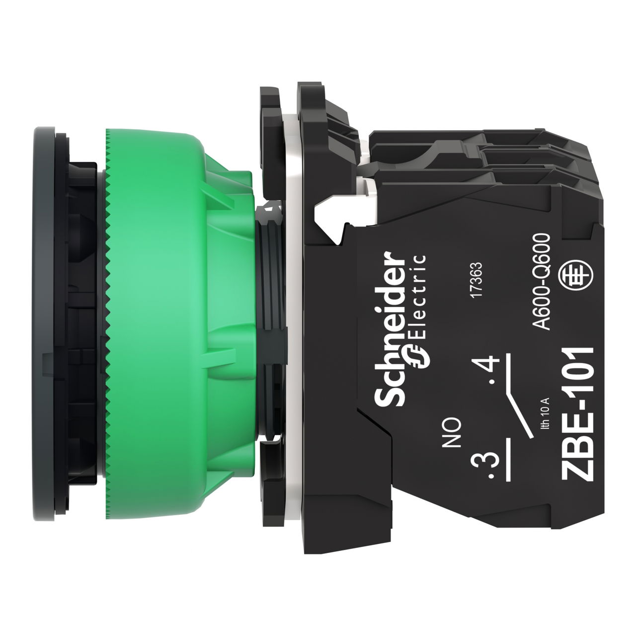 Illuminated push button, Harmony XB5, plastic, green, 30mm, universal LED, 1NO + 1NC, 110...120V AC – Image 7 of 10