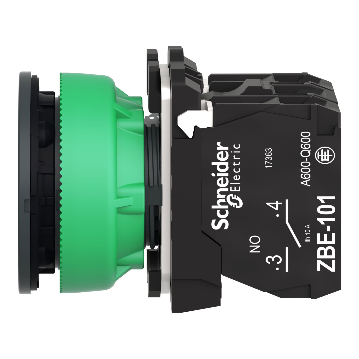 Illuminated push button, Harmony XB5, plastic, green, 30mm, universal LED, 1NO + 1NC, 110...120V AC – Image 7 of 10