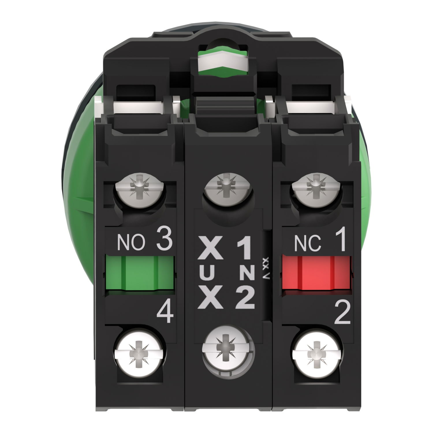 Illuminated push button, Harmony XB5, plastic, green, 30mm, universal LED, 1NO + 1NC, 110...120V AC – Image 2 of 10