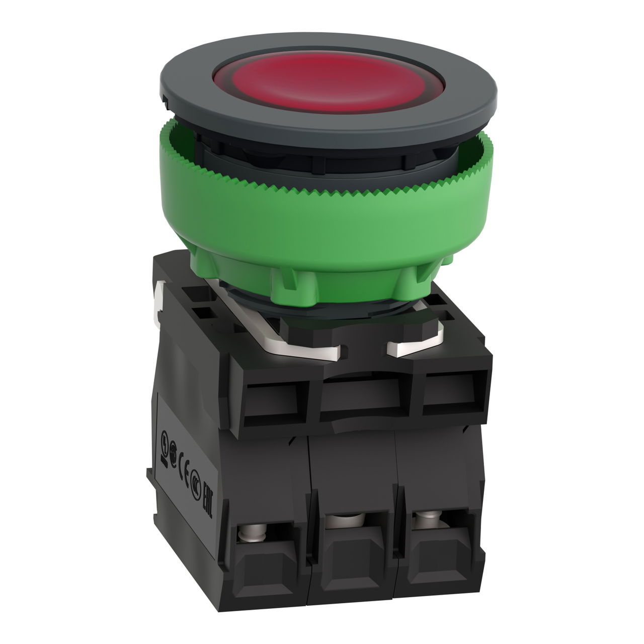 Illuminated push button, Harmony XB5,  plastic, red, 30mm, universal LED, 1NO + 1NC, 24V AC DC – Image 3 of 10