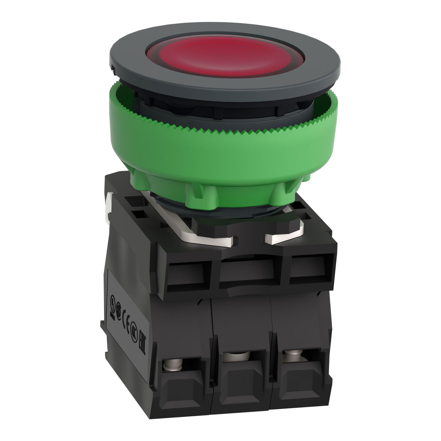 Illuminated push button, Harmony XB5,  plastic, red, 30mm, universal LED, 1NO + 1NC, 24V AC DC – Image 3 of 10