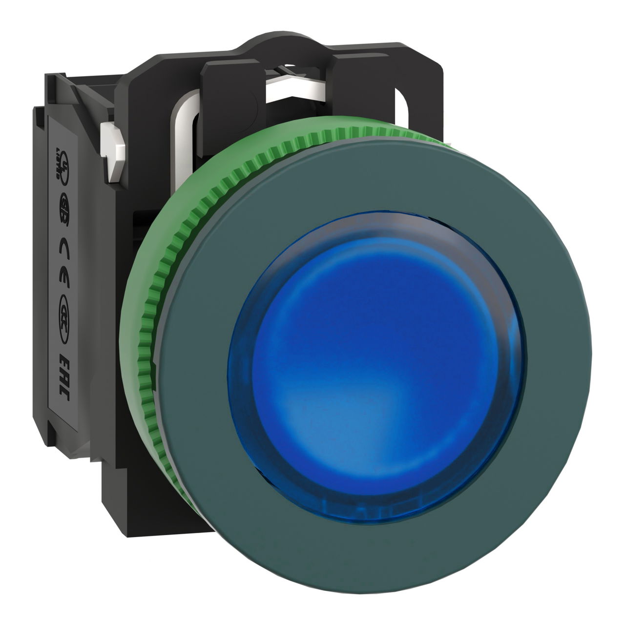 Illuminated push button, Harmony XB5, plastic, blue, 30mm, universal LED, 1NO + 1NC, 24V AC DC
