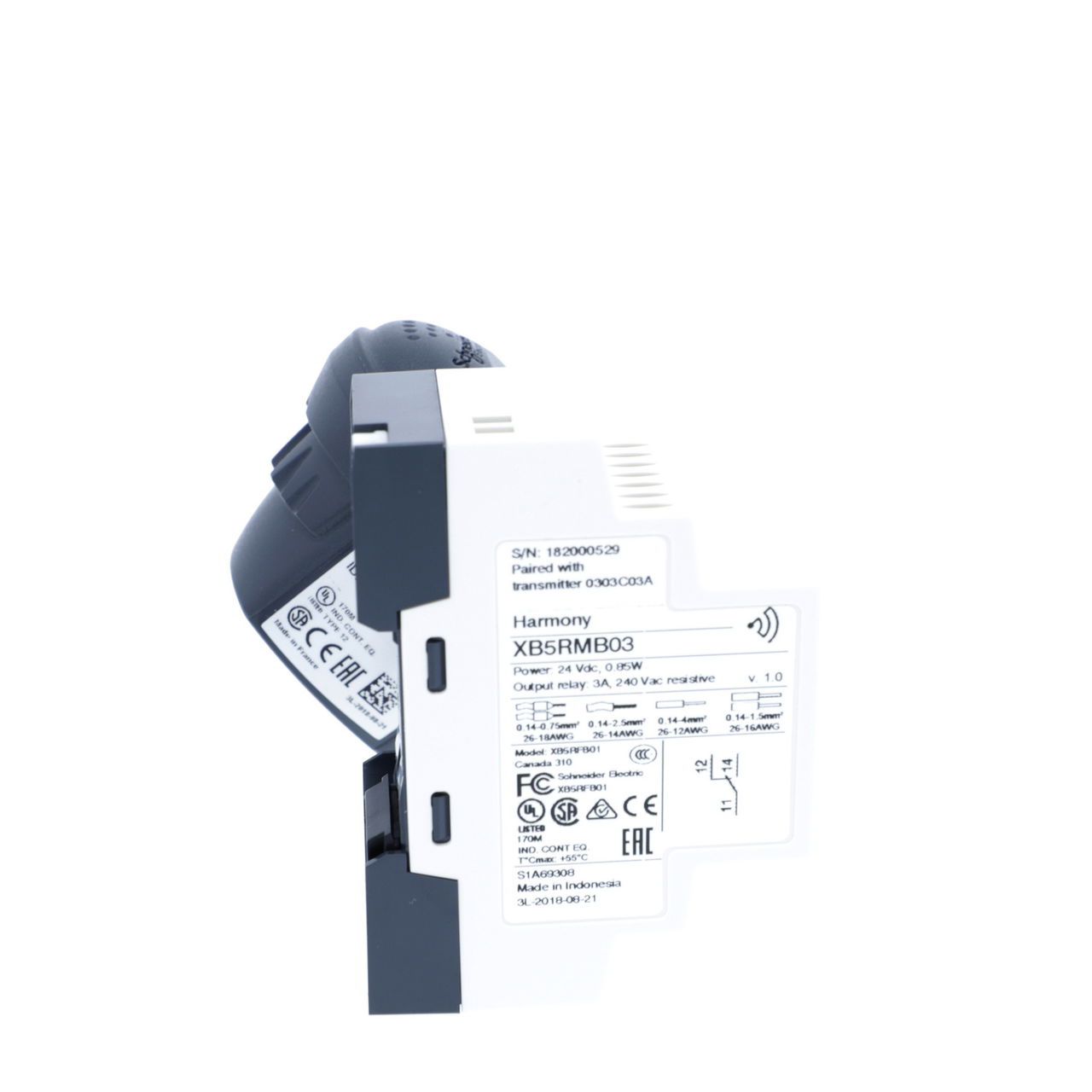 Pack with 1 wireless and batteryless plastic push button Ø22 + 1 non-configurable receiver + 1 set of caps, 24 V DC – Image 4 of 8