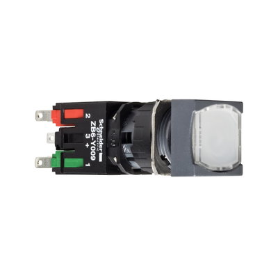 White square flush complete illum pushbutton Ø16 spring return 1NO+1NC 12...24V