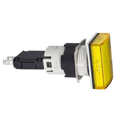 Complete pilot light, Harmony XB6, rectangular yellow Ø 16 with integral LED 12...24 V