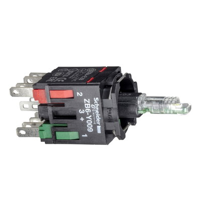 Green light block with body/fixing collar with integral LED 12...24V 1NO