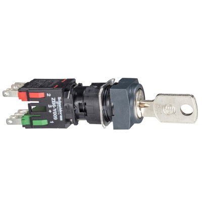 Black complete square selector switch Ø16 2-position stay put 1NO+1NC Ronis 200