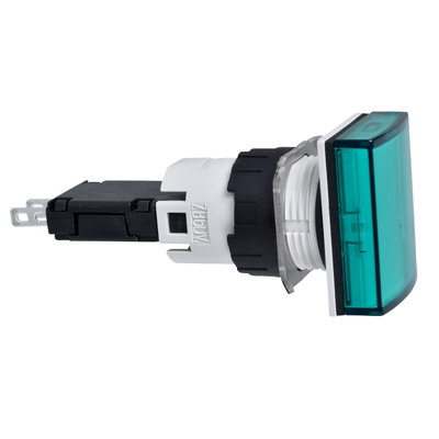 Rectangular green complete pilot light Ø16 with integral LED 12...24V