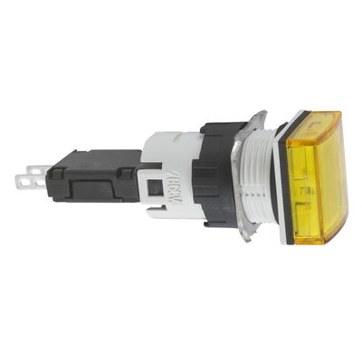 Square yellow complete pilot light Ø16 with integral LED 12...24V
