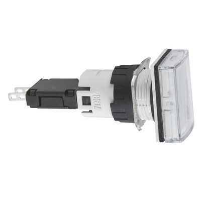 Rectangular white complete pilot light Ø16 with integral LED 12...24V