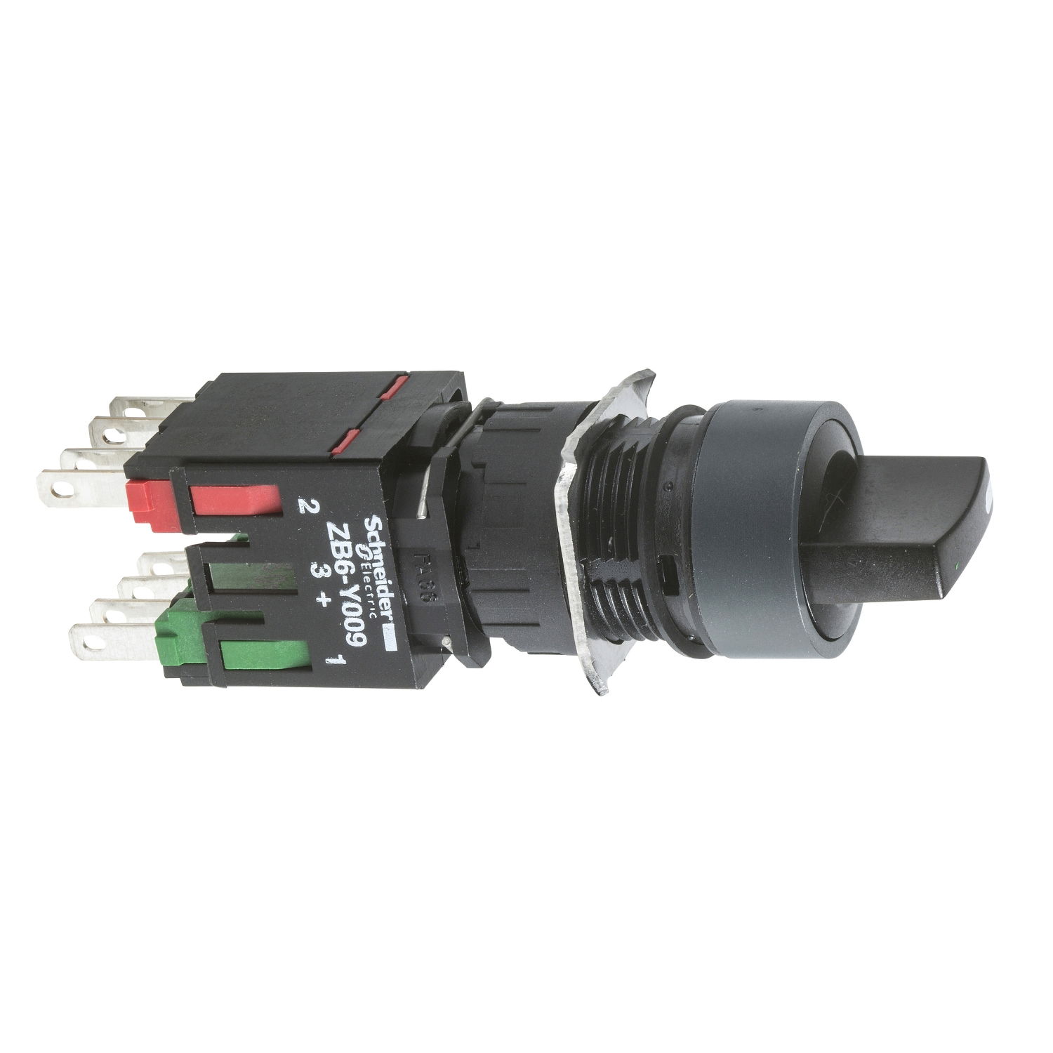 Black complete selector switch Ø16 2-position stay put 1NO