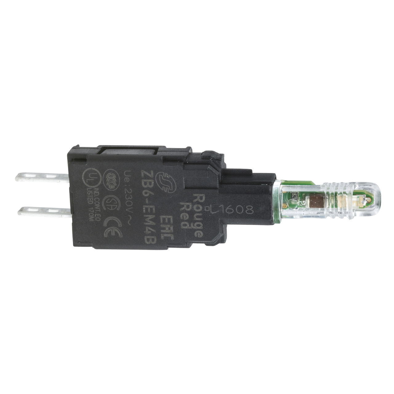 Red light block with body/fixing collar with integral LED 230...240V