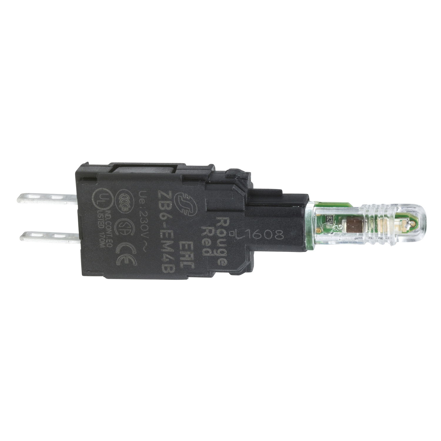 Red light block with body/fixing collar with integral LED 230...240V