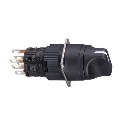 Round black selector switch Ø16-projecting handle 2 positions-1CO