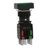 Green rectang flush complete illum pushbutton Ø16 spring return 1NO+1NC 12...24V