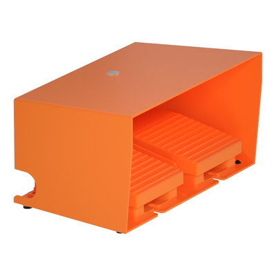 Double foot switch - IP66 - with cover - metallic - orange - 2 NC + 2 NO