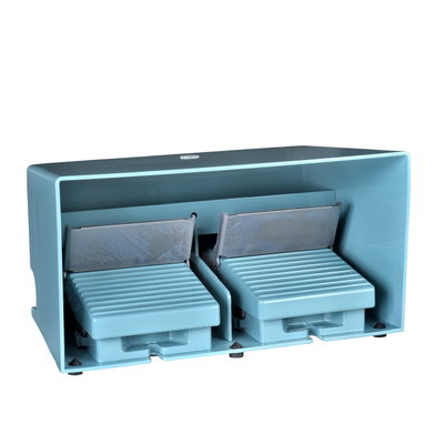 Double foot switch - IP66 - with cover - metallic - blue - 2 NC + 2 NO