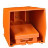 Fußschalter, Harmony XPE, einfach, Metall, orange, 1-stufig, 1Ö+1S, IP66, mit Schutzhaube, mit Rastung