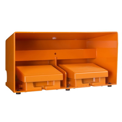 Double foot switch - IP66 - with cover - metallic - orange - 4 NC + 4 NO