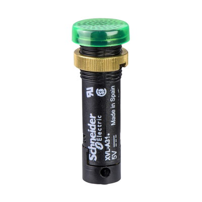 Pilot light Ø12 - IP40/IP65 - green - covered LED included - 24V - lugs