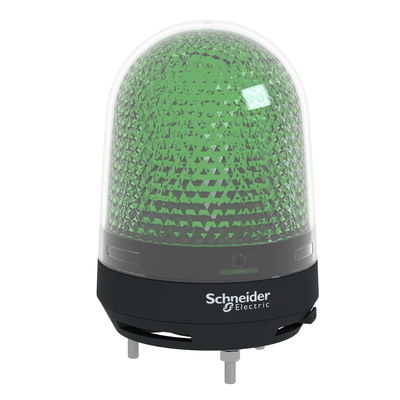 Illuminated beacon with buzzer, green, Ø100, 70...90 dB, integral LED, 100...230 V AC