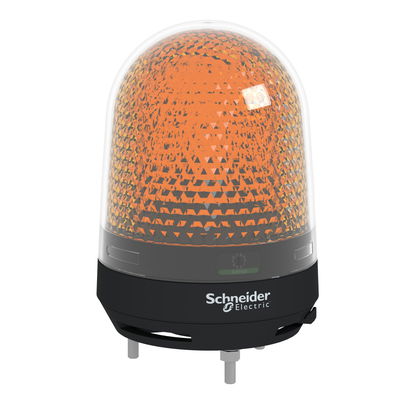 Illuminated beacon with buzzer, orange, Ø100, 70...90 dB, integral LED, 100...230 V AC
