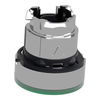 Head for illuminated push button, Harmony XB4, metal, green flush, 22mm, universal LED, spring return, plan lens