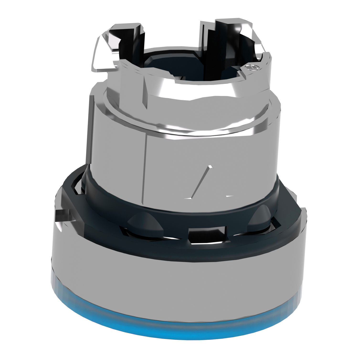 Head for illuminated push button, Harmony XB4, metal, blue flush, 22mm, universal LED, spring return, plan lens, unmarked – Image 5 of 9