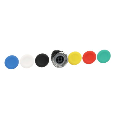 Flush pushbutton head Ø22 spring return with 6 coloured caps unmarked