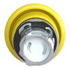 Mushroom push button head Ø40, metal, yellow, Ø22, spring return