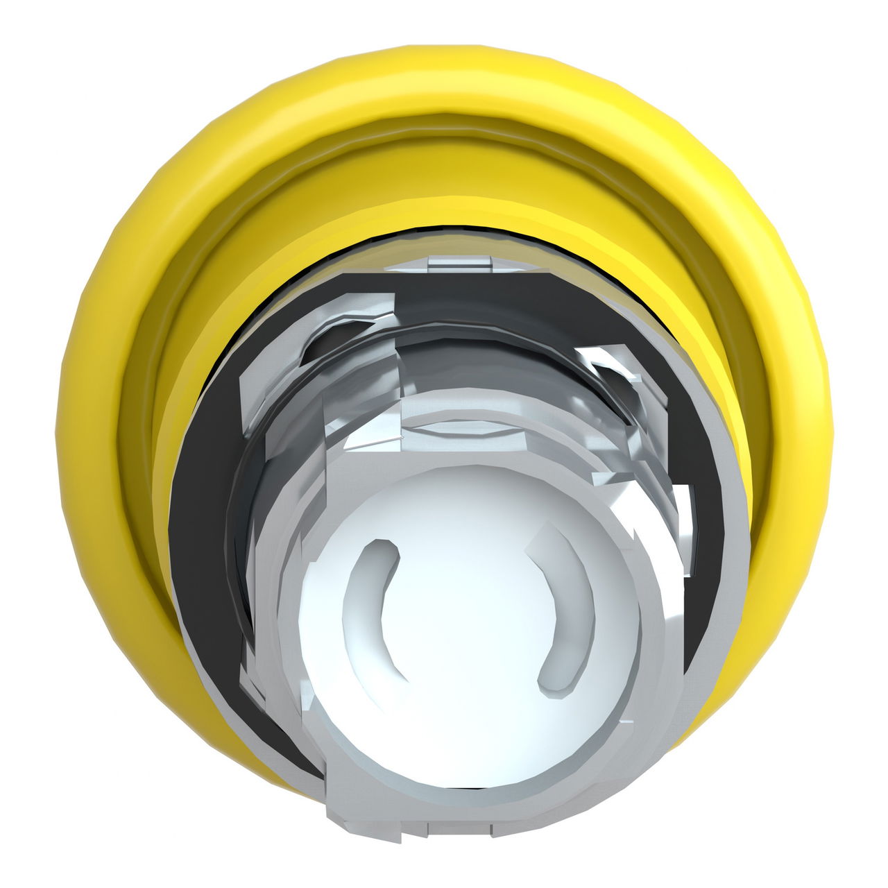 Mushroom push button head Ø40, metal, yellow, Ø22, spring return – Image 2 of 9