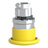 Mushroom push button head Ø40, metal, yellow, Ø22, spring return
