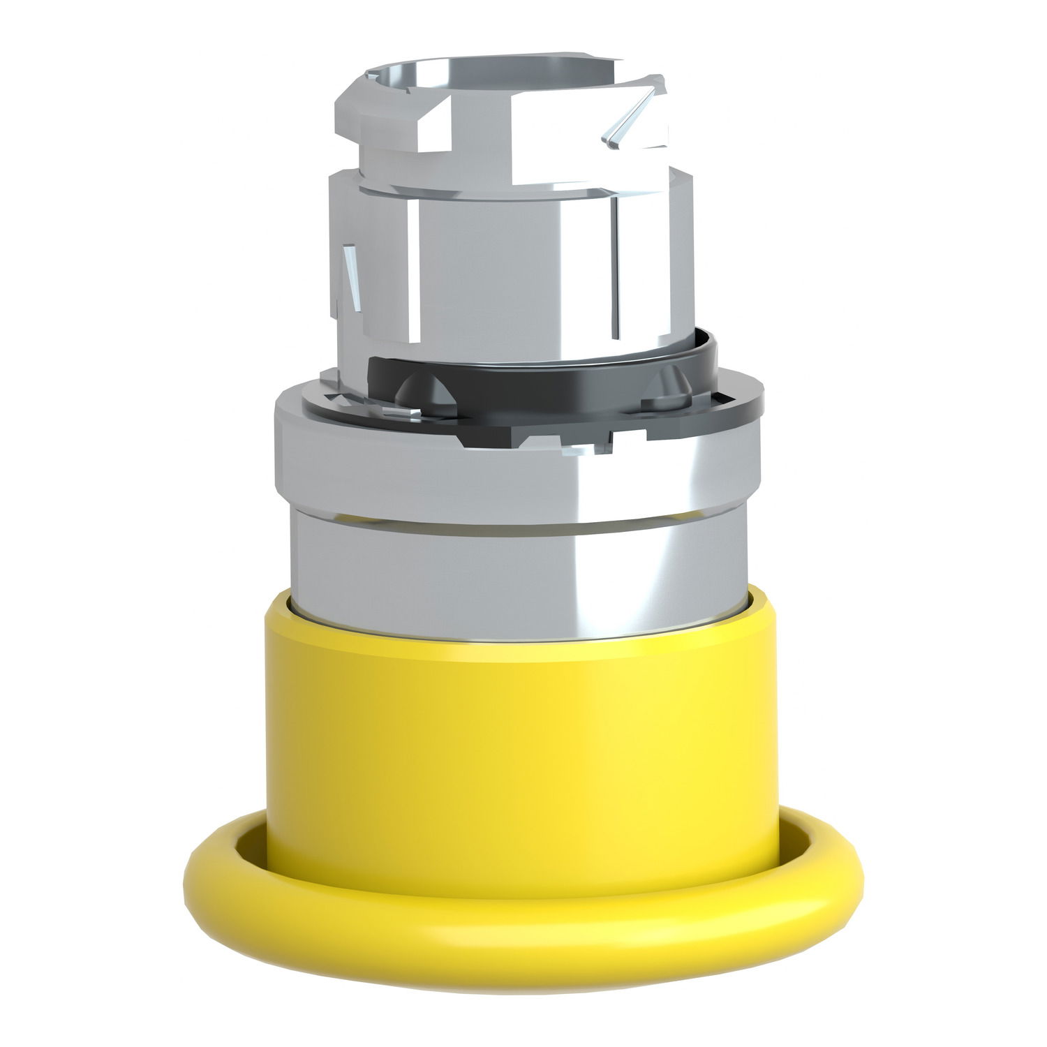 Mushroom push button head Ø40, metal, yellow, Ø22, spring return – Image 5 of 9