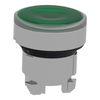 Head for illuminated push button, Harmony XB4, metal, green flush, 22mm, universal LED, spring return, plan lens