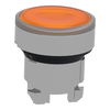 Head for illuminated push button, Harmony XB4, metal, orange flush, 22mm, universal LED, spring return, plan lens