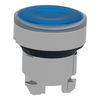 Head for illuminated push button, Harmony XB4, metal, blue flush, 22mm, universal LED, spring return, plan lens, unmarked
