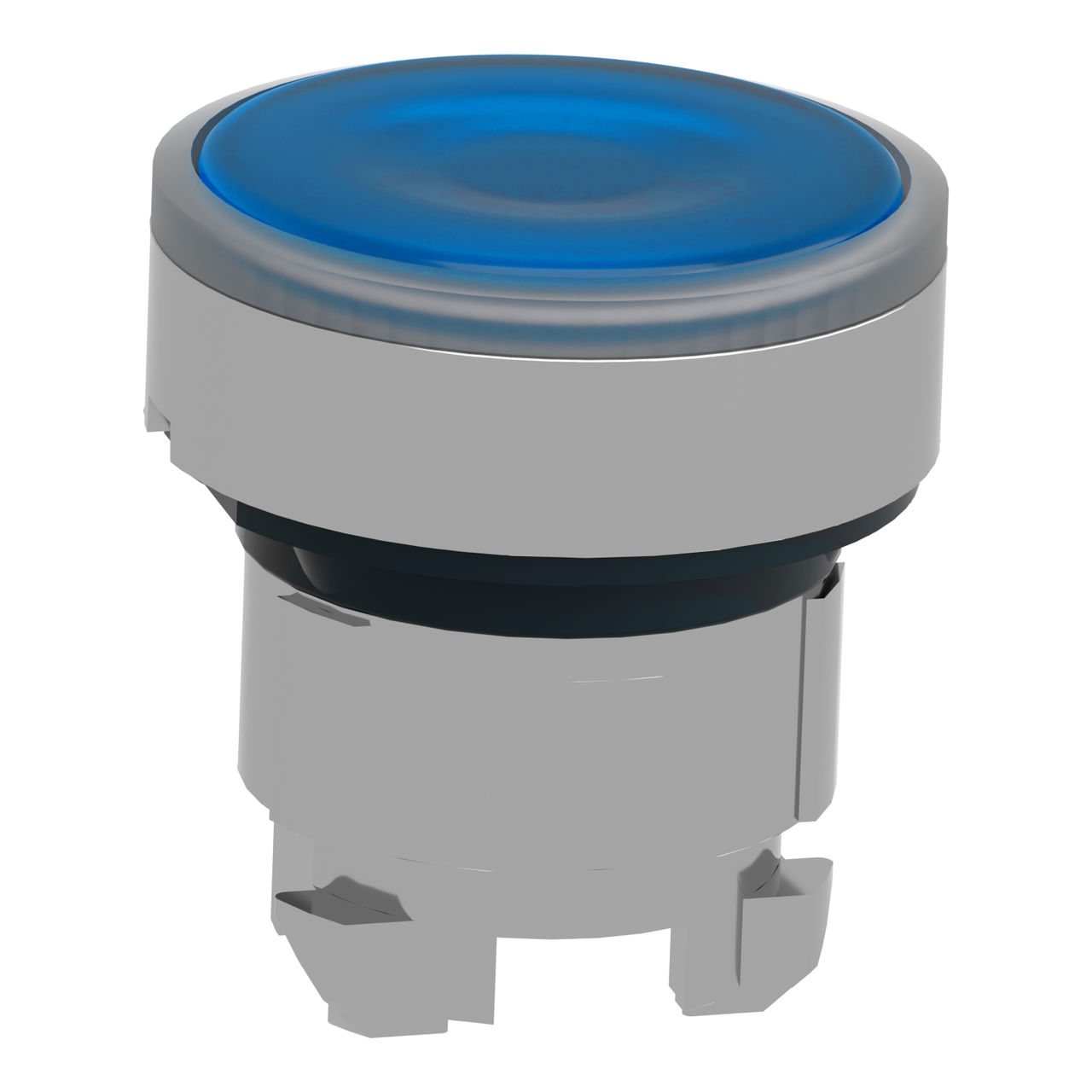 Head for illuminated push button, Harmony XB4, metal, blue flush, 22mm, universal LED, spring return, plan lens, unmarked – Image 3 of 9