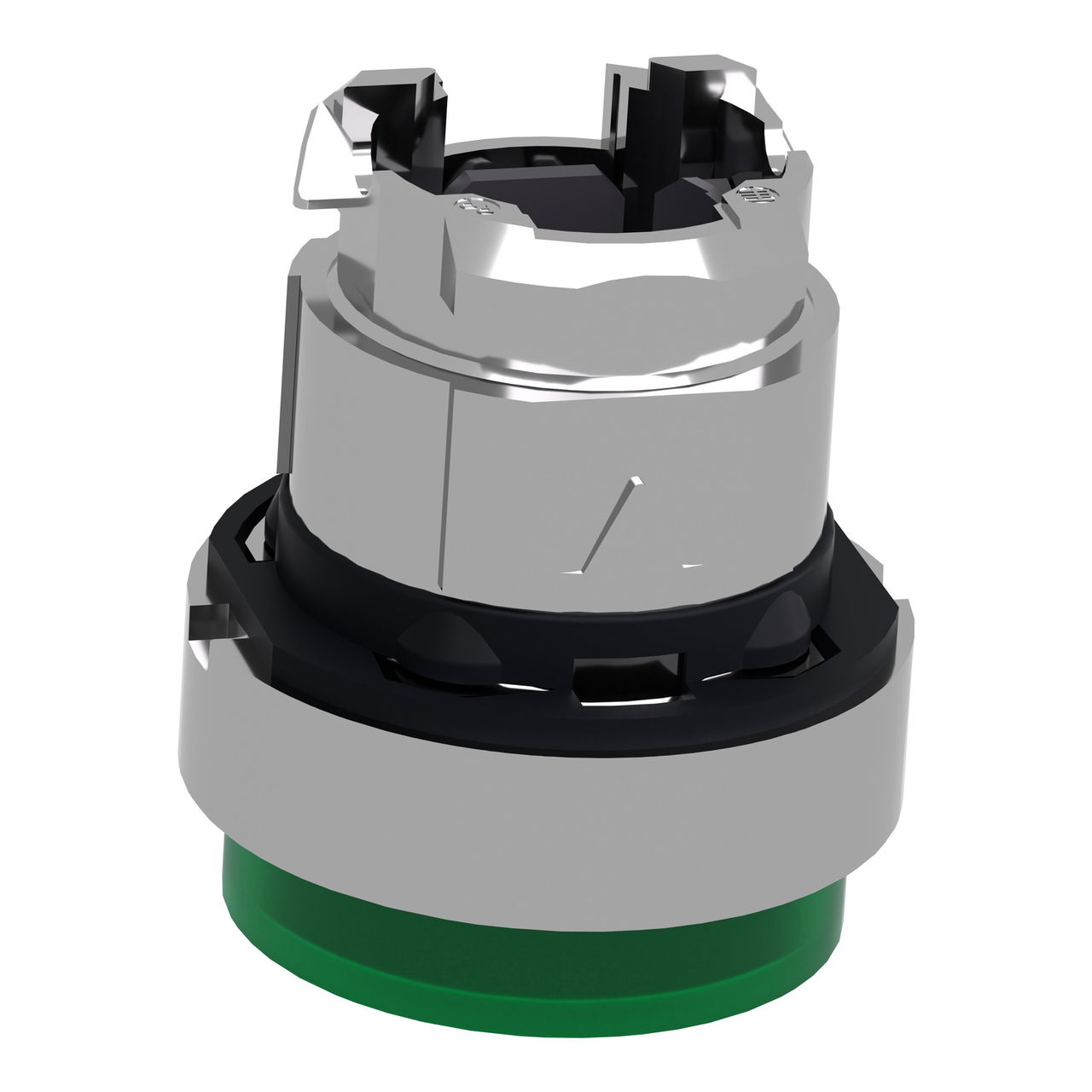 Head for illuminated push button, Harmony XB4, metal, green projecting, 22mm, push-push, universal LED, unmarked – Image 5 of 9