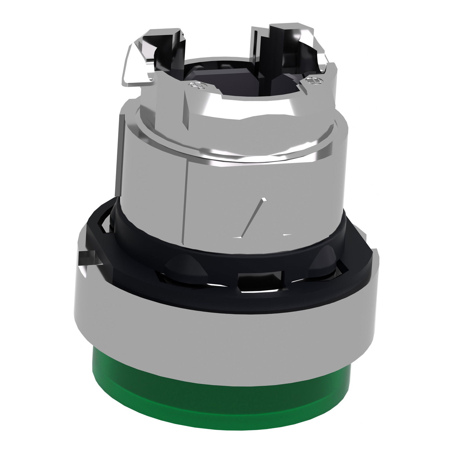 Head for illuminated push button, Harmony XB4, metal, green projecting, 22mm, push-push, universal LED, unmarked – Image 5 of 9