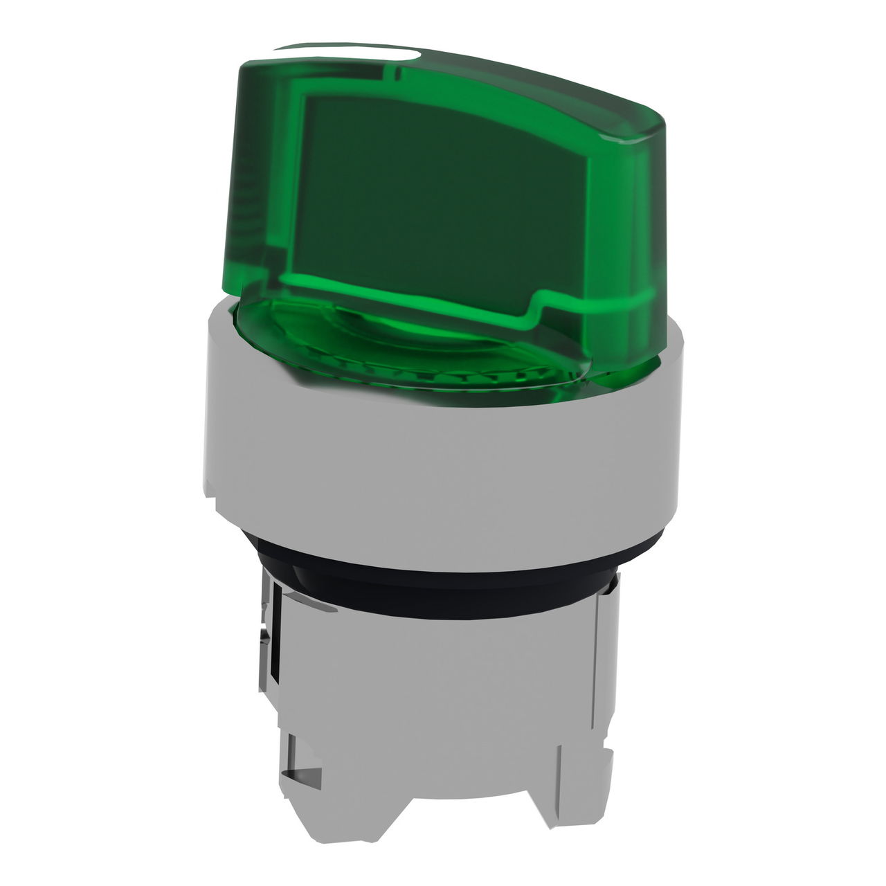 Head for illuminated selector switch, Harmony XB4, metal, green handle, 22mm, universal LED, 2 positions, stay put – Image 3 of 9