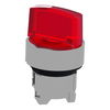 Head for illuminated selector switch, Harmony XB4, metal, red handle, 22mm, universal LED, 2 positions, stay put