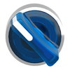 Head for illuminated selector switch, Harmony XB4, chromium metal, blue handle, 22mm, universal LED, 2 positions