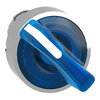 Head for illuminated selector switch, Harmony XB4, chromium metal, blue handle, 22mm, universal LED, 2 positions