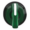 Head for illuminated selector switch, Harmony XB4, universal LED,  black metal, green handle, 22mm, 3 positions, stay put