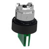 Head for illuminated selector switch, Harmony XB4, universal LED,  black metal, green handle, 22mm, 3 positions, stay put