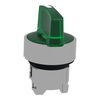 Head for illuminated selector switch, Harmony XB4, metal, green handle, 22mm, universal LED, 3 positions, stay put