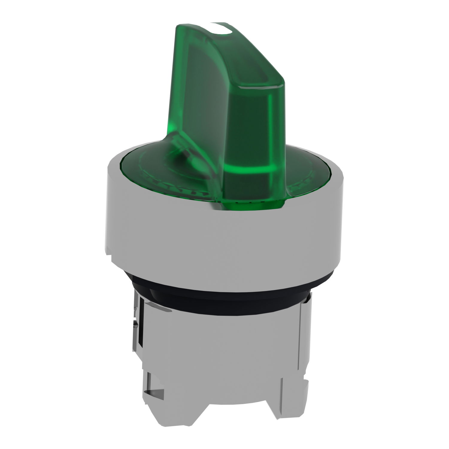Head for illuminated selector switch, Harmony XB4, metal, green handle, 22mm, universal LED, 3 positions, stay put – Image 3 of 9