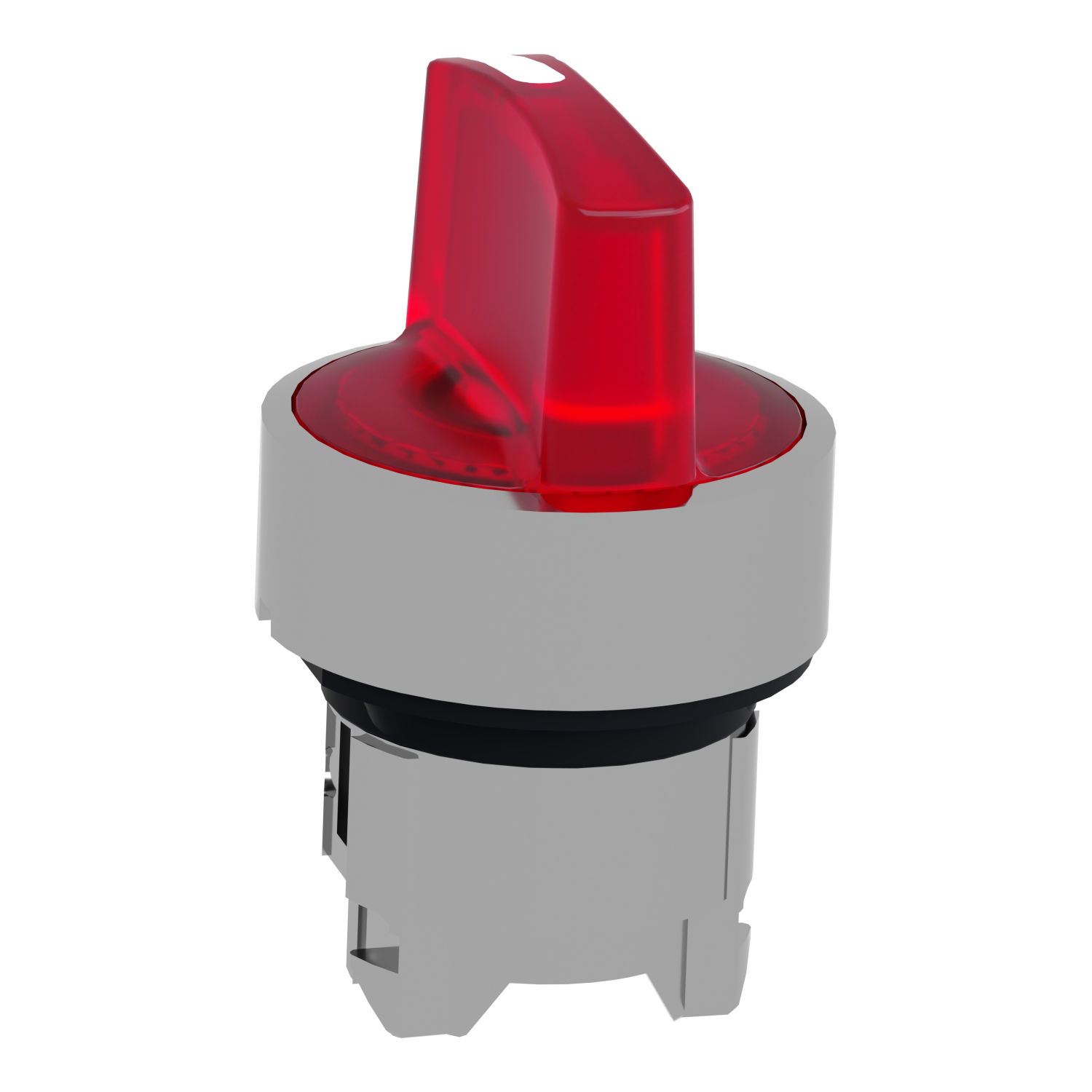 Head for illuminated selector switch, Harmony XB4, chromium metal, red handle, 22mm, universal LED, 3 positions, – Image 3 of 9